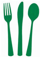 CUTLERY PLASTIC 24PK DARK GREEN