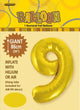 Gold "9" Numeral Foil Balloon 86cm (34")