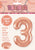 Rose Gold "3" Numeral Foil Balloon 86cm (34")