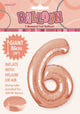 Rose Gold "6" Numeral Foil Balloon 86cm (34")