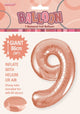 Rose Gold "9" Numeral Foil Balloon 86cm (34")
