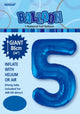 Royal Blue "5" Numeral Foil Balloon 86cm (34")