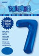 Royal Blue "7" Numeral Foil Balloon 86cm (34")
