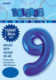 Royal Blue "9" Numeral Foil Balloon 86cm (34")
